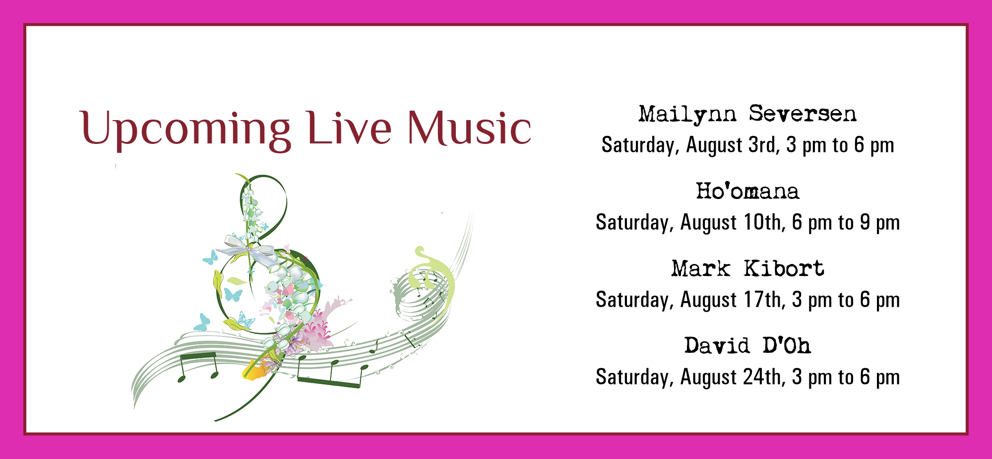 August Music Series at La Vie Dansante Wines